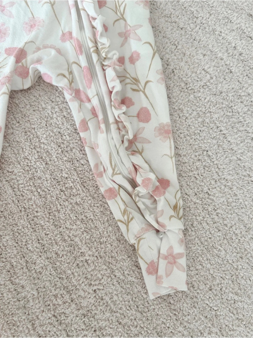 Little and Fern cream and pink floral romper 6-12 months